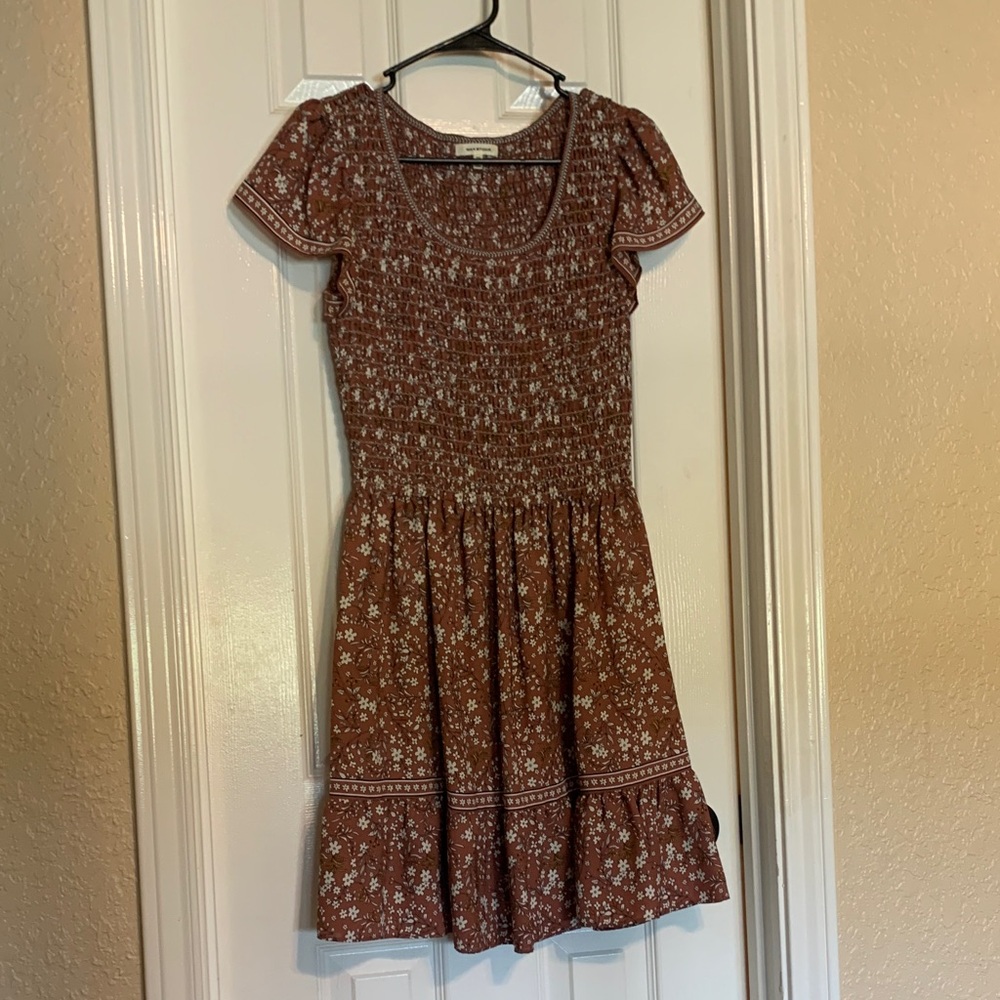 Max Studio Rust Brown Floral Mini Dress